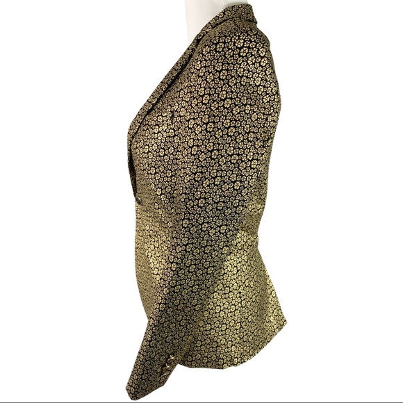 NWT Black w/ Metallic Gold Flower Fitted Blazer - Picture 7 of 11